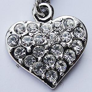 Zinc Alloy Charm/Pendant with Crystal, Nickel-free & Lead-free, A Grade Heart 15x15mm Hole:2mm, Sold by PC  