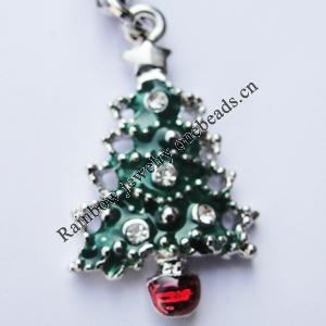 Zinc Alloy Enamel Charm/Pendant with Crystal, Nickel-free & Lead-free, A Grade Tree 25x15mm Hole:2mm, Sold by PC  