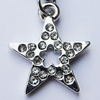 Zinc Alloy Charm/Pendant with Crystal, Nickel-free & Lead-free, A Grade Hollow Star 17x14mm Hole:2mm, Sold by PC  