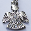 Zinc Alloy Charm/Pendant with Crystal, Nickel-free & Lead-free, A Grade Angel 20x16mm Hole:2mm, Sold by PC  