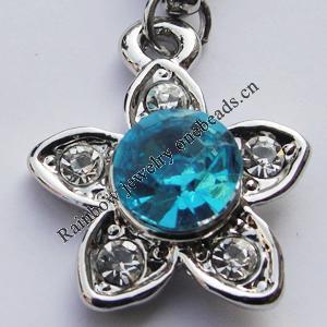 Zinc Alloy Charm/Pendant with Crystal, Nickel-free & Lead-free, A Grade Flower 20x16mm Hole:2mm, Sold by PC  