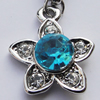 Zinc Alloy Charm/Pendant with Crystal, Nickel-free & Lead-free, A Grade Flower 20x16mm Hole:2mm, Sold by PC  