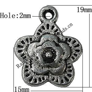 Pendant Zinc Alloy Jewelry Findings Lead-free, Flower 15x19mm Hole:2mm, Sold by Bag