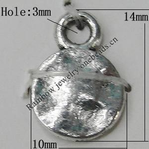 Pendant Zinc Alloy Jewelry Findings Lead-free, Twist Flat Round 10x14mm Hole:3mm, Sold by Bag
