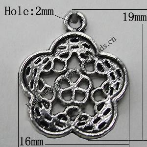 Pendant Zinc Alloy Jewelry Findings Lead-free, Flower 19x16mm Hole:2mm, Sold by Bag