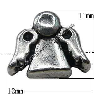 Bead Zinc Alloy Jewelry Findings Lead-free, 12x11mm Hole:3mm, Sold by Bag