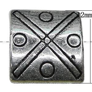 Bead Zinc Alloy Jewelry Findings Lead-free, Square 12x12mm Hole:3mm, Sold by Bag