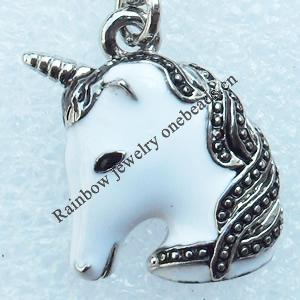 Zinc Alloy Enamel Pendant, Nickel-free & Lead-free, A Grade Animal Head 20x16mm, Sold by PC  