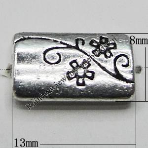 Bead Zinc Alloy Jewelry Findings Lead-free, Rectangle 13x8mm Hole:1mm, Sold by Bag