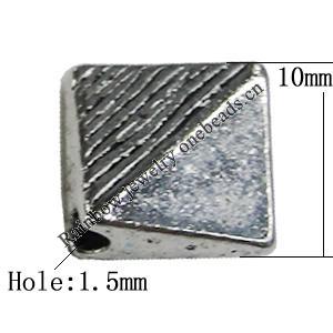 Bead Zinc Alloy Jewelry Findings Lead-free, Square 10mm Hole:1.5mm, Sold by Bag