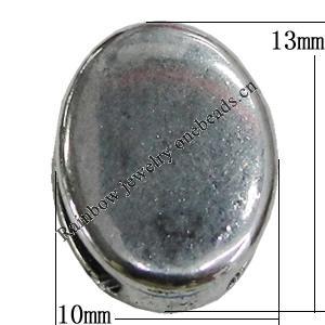 Bead Zinc Alloy Jewelry Findings Lead-free, Flat Oval 10x13mm Hole:11x2mm, Sold by KG