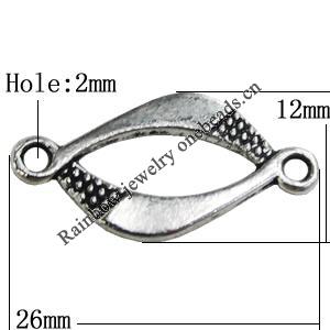 Connectors Zinc Alloy Jewelry Findings Lead-free, 26x12mm Hole:2mm, Sold by Bag