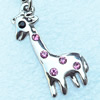 Zinc Alloy Charm/Pendant with Crystal, Nickel-free & Lead-free, A Grade Animal 26x11mm, Sold by PC  