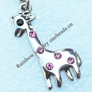 Zinc Alloy Charm/Pendant with Crystal, Nickel-free & Lead-free, A Grade Animal 26x11mm, Sold by PC  