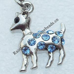Zinc Alloy Charm/Pendant with Crystal, Nickel-free & Lead-free, A Grade Animal 19x15mm, Sold by PC  