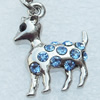 Zinc Alloy Charm/Pendant with Crystal, Nickel-free & Lead-free, A Grade Animal 19x15mm, Sold by PC  
