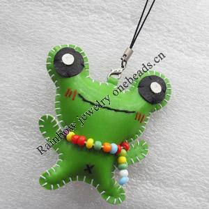 Mobile Decoration, PU Leather, Frog, Chain: about 60mm long, Pendant: about 60mm wide, Sold by Dozen