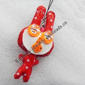 Mobile Decoration, PU Leather, Rabbit, Chain: about 60mm long, Pendant: about 45mm wide, Sold by Dozen