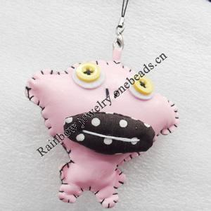 Mobile Decoration, PU Leather, Chain: about 60mm long, Pendant: about 75mm wide, Sold by Dozen