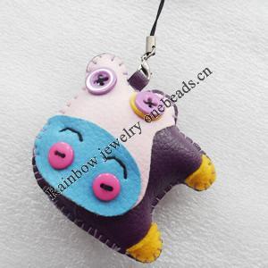 Mobile Decoration, PU Leather, Chain: about 60mm long, Pendant: about 55mm wide, Sold by Dozen