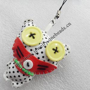 Mobile Decoration, PU Leather, Chain: about 60mm long, Pendant: about 50mm wide, Sold by Dozen