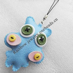 Mobile Decoration, PU Leather, Chain: about 60mm long, Pendant: about 58mm wide, Sold by Dozen