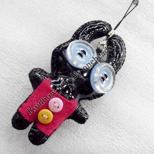 Mobile Decoration, PU Leather, Chain: about 60mm long, Pendant: about 45mm wide, Sold by Dozen