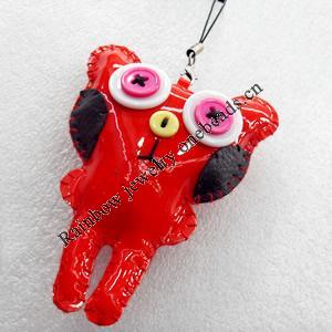 Mobile Decoration, PU Leather, Chain: about 60mm long, Pendant: about 70mm wide, Sold by Dozen