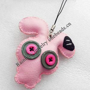 Mobile Decoration, PU Leather, Rabbit, Chain: about 60mm long, Pendant: about 75mm wide, Sold by Dozen