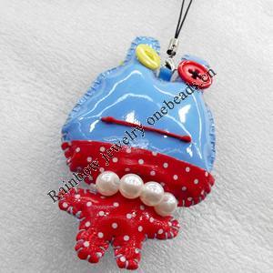 Mobile Decoration, PU Leather, Chain: about 60mm long, Pendant: about 53mm wide, Sold by Dozen