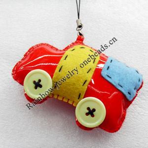 Mobile Decoration, PU Leather, Jeep, Chain: about 60mm long, Pendant: about 90mm wide, Sold by Dozen