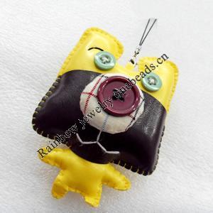 Mobile Decoration, PU Leather, Chain: about 60mm long, Pendant: about 63mm wide, Sold by Dozen