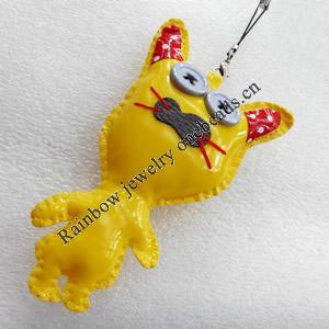 Mobile Decoration, PU Leather, Chain: about 60mm long, Pendant: about 60mm wide, Sold by Dozen