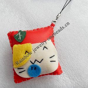 Mobile Decoration, PU Leather, Chain: about 60mm long, Pendant: about 85mm wide, Sold by Dozen