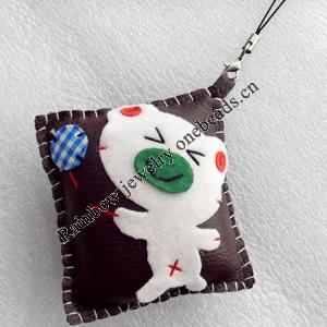 Mobile Decoration, PU Leather, Chain: about 60mm long, Pendant: about 85mm wide, Sold by Dozen