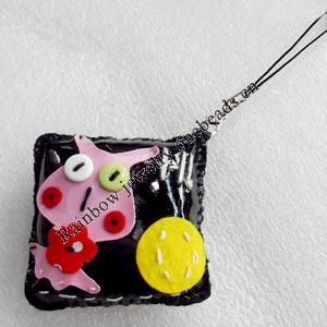Mobile Decoration, PU Leather, Chain: about 60mm long, Pendant: about 70mm wide, Sold by Dozen