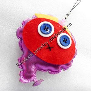 Mobile Decoration, PU Leather, Chain: about 60mm long, Pendant: about 83mm wide, Sold by Dozen