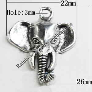 Pendant Zinc Alloy Jewelry Findings Lead-free, 22x26mm, Hole:3mm, Sold by Bag
