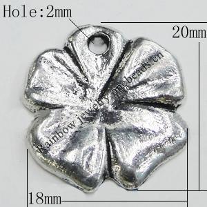 Pendant Zinc Alloy Jewelry Findings Lead-free, 18x20mm, Hole:2mm, Sold by Bag