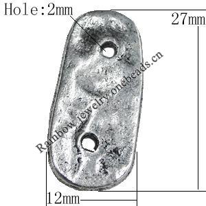 Connectors Zinc Alloy Jewelry Findings Lead-free, 12x27mm, Hole:2mm, Sold by Bag
