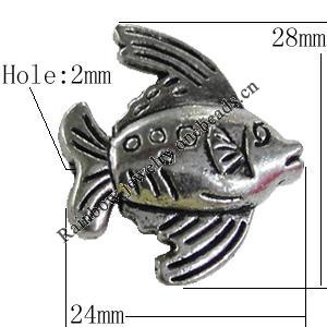 Bead Zinc Alloy Jewelry Findings Lead-free, 24x28mm, Hole:2mm, Sold by Bag