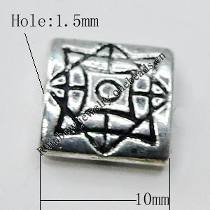 Bead Zinc Alloy Jewelry Findings Lead-free, 10mm, Hole:1.5mm, Sold by Bag