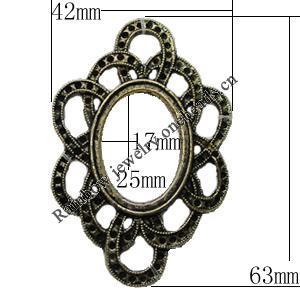 Connectors Zinc Alloy Jewelry Findings Lead-free, O:42x63mmI:17x25mm, Sold by Bag