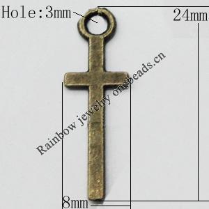 Pendant Zinc Alloy Jewelry Findings Lead-free, 8x24mm, Hole:3mm, Sold by Bag