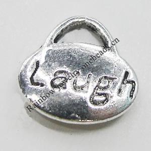 Pendant Zinc Alloy Jewelry Findings Lead-free, 12x11mm, Hole:1mm, Sold by Bag
