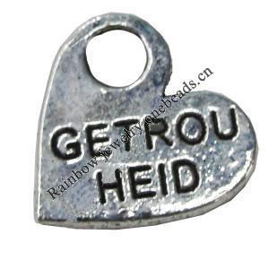 Pendant Zinc Alloy Jewelry Findings Lead-free, 14mm, Hole:4mm, Sold by Bag