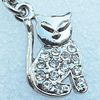 Zinc Alloy Charm/Pendant with Crystal, Nickel-free & Lead-free, A Grade Animal 22x12mm, Sold by PC  