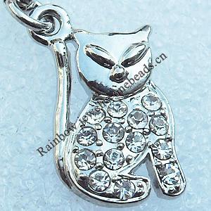 Zinc Alloy Charm/Pendant with Crystal, Nickel-free & Lead-free, A Grade Animal 22x12mm, Sold by PC  