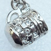 Zinc Alloy Charm/Pendant with Crystal, Nickel-free & Lead-free, A Grade 12x14mm, Sold by PC  