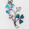 Zinc Alloy Enamel Charm/Pendant with Crystal, Nickel-free & Lead-free, A Grade Branch 28x16mm, Sold by PC  